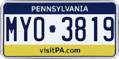PA license plate MYO3819