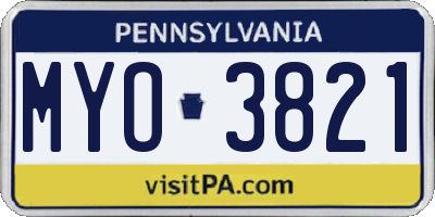 PA license plate MYO3821