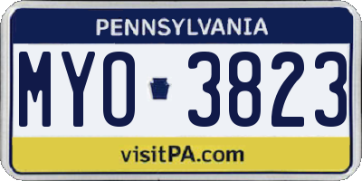 PA license plate MYO3823
