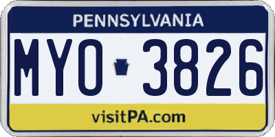 PA license plate MYO3826