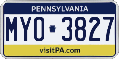 PA license plate MYO3827
