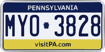 PA license plate MYO3828
