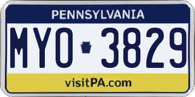 PA license plate MYO3829