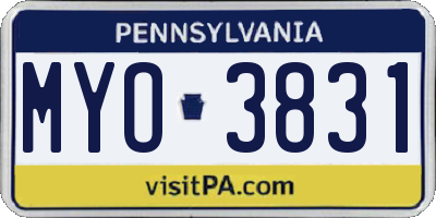 PA license plate MYO3831