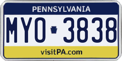 PA license plate MYO3838