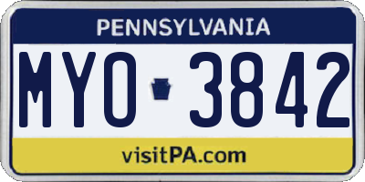 PA license plate MYO3842