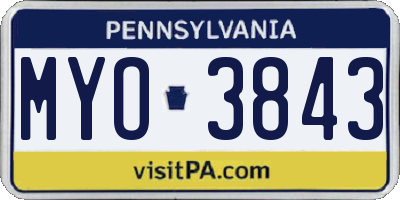PA license plate MYO3843