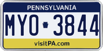 PA license plate MYO3844
