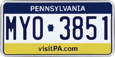 PA license plate MYO3851