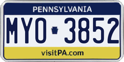 PA license plate MYO3852