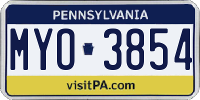 PA license plate MYO3854