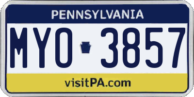PA license plate MYO3857