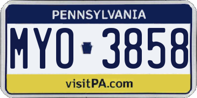 PA license plate MYO3858