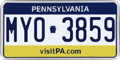 PA license plate MYO3859