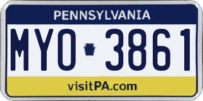 PA license plate MYO3861