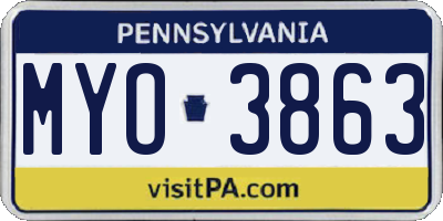 PA license plate MYO3863