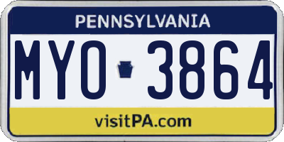 PA license plate MYO3864