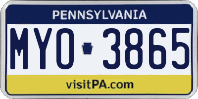 PA license plate MYO3865