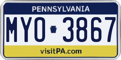 PA license plate MYO3867