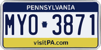 PA license plate MYO3871