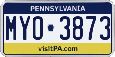 PA license plate MYO3873