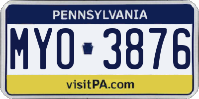 PA license plate MYO3876