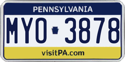 PA license plate MYO3878
