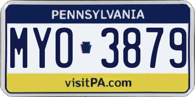 PA license plate MYO3879