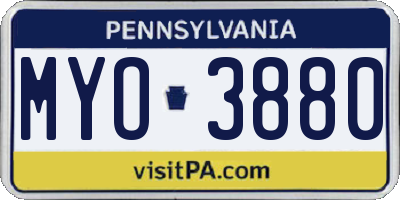 PA license plate MYO3880