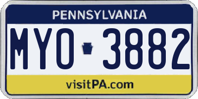 PA license plate MYO3882