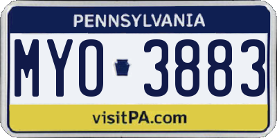 PA license plate MYO3883