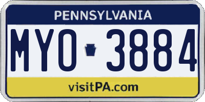 PA license plate MYO3884