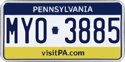 PA license plate MYO3885