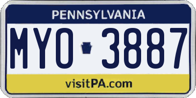 PA license plate MYO3887