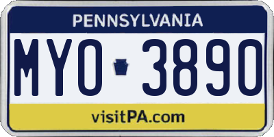 PA license plate MYO3890