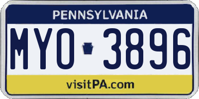 PA license plate MYO3896