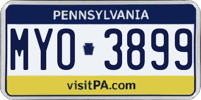 PA license plate MYO3899