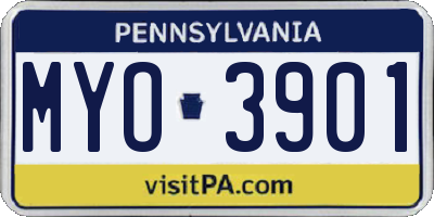 PA license plate MYO3901