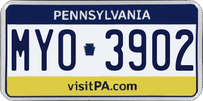 PA license plate MYO3902