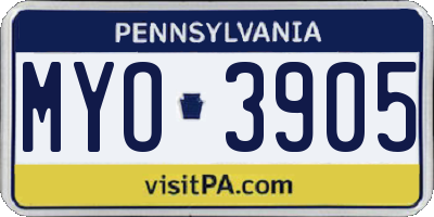PA license plate MYO3905