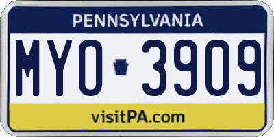PA license plate MYO3909