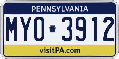 PA license plate MYO3912