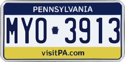 PA license plate MYO3913