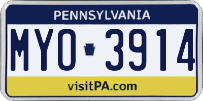 PA license plate MYO3914