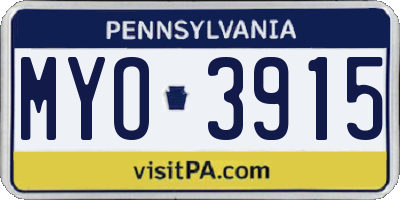 PA license plate MYO3915