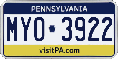PA license plate MYO3922