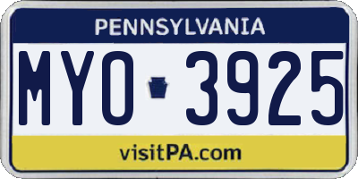 PA license plate MYO3925