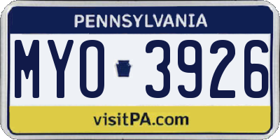 PA license plate MYO3926