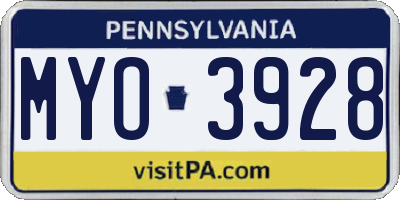 PA license plate MYO3928
