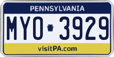 PA license plate MYO3929